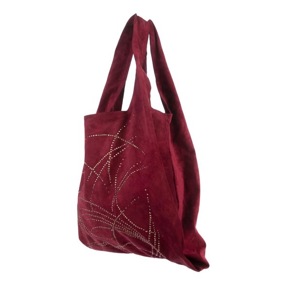 Cynthia Vincent Burgundy Suede Tote Bag - Picture 2 of 4